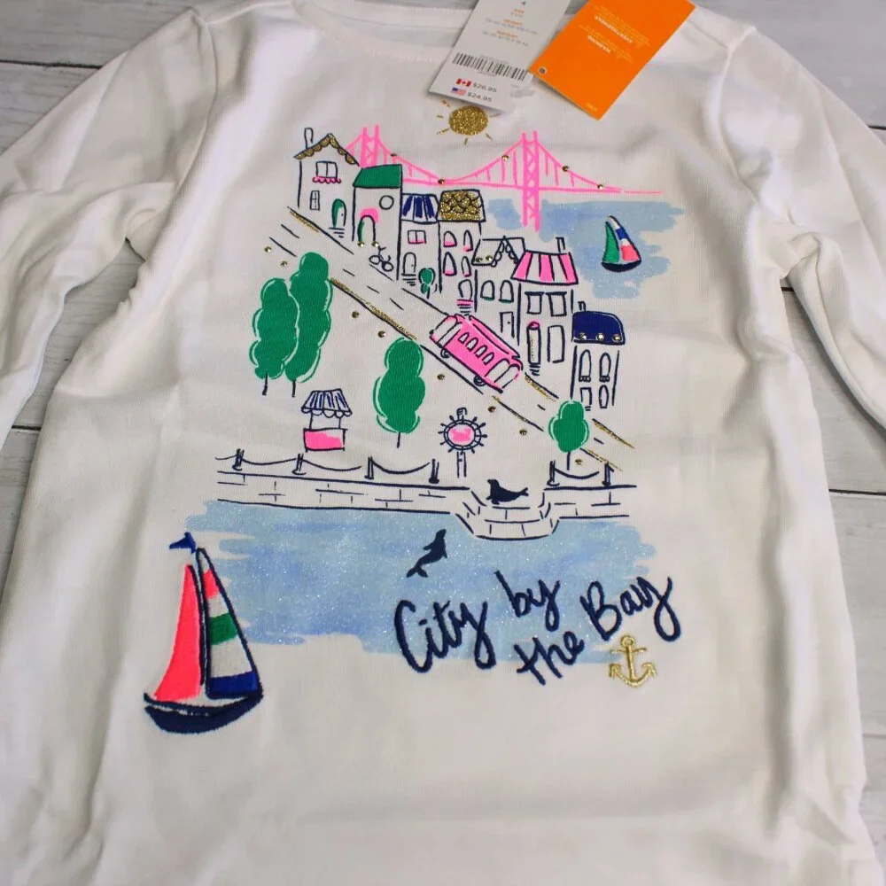 Gymboree Vintage Girl's Top Pants Hair Curly Clips Size 4 Nautical Sailor